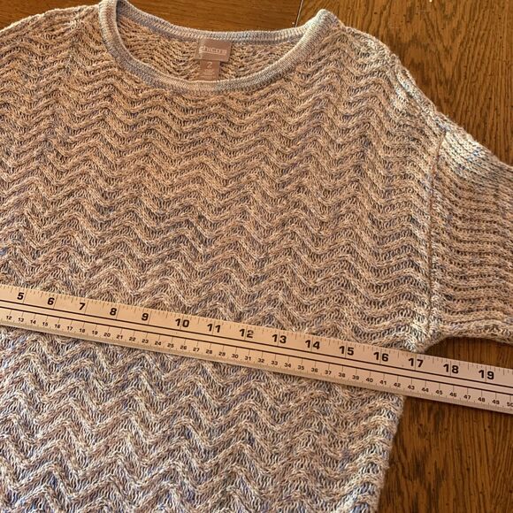 Chico’s Size 2 Blue Chevron Sweater Tunic Long Tall Women’s 8/10 Soft Cozy - Picture 5 of 9